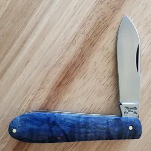 Daniels Family Knife Brands TSAK Exclusive PROTOTYPE Blue Curly Box Elder Little Man Jack knife for sale