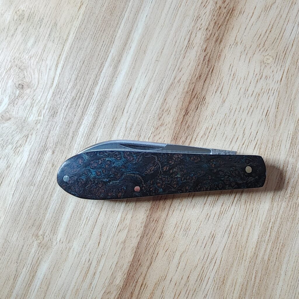 Daniels Family Knife Brands TSAK Exclusive PROTOTYPE Blue Redwood Burl Little Man Jack – gallery image 3