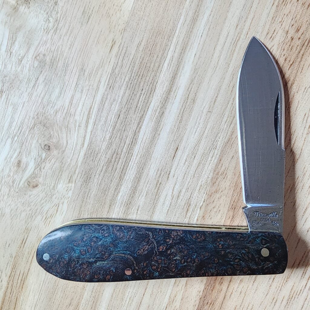 Daniels Family Knife Brands TSAK Exclusive PROTOTYPE Blue Redwood Burl Little Man Jack – gallery image 5