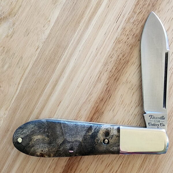 Daniels Family Knife Brands TSAK Exclusive PROTOTYPE Old Man Norman Clear Buckeye Burl – gallery image 1