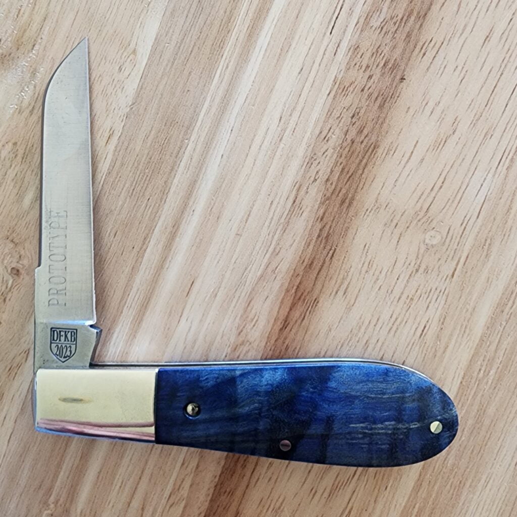 Daniels Family Knife Brands TSAK Exclusive PROTOTYPE Old Man Norman Blue Curly Boxelder – gallery image 6