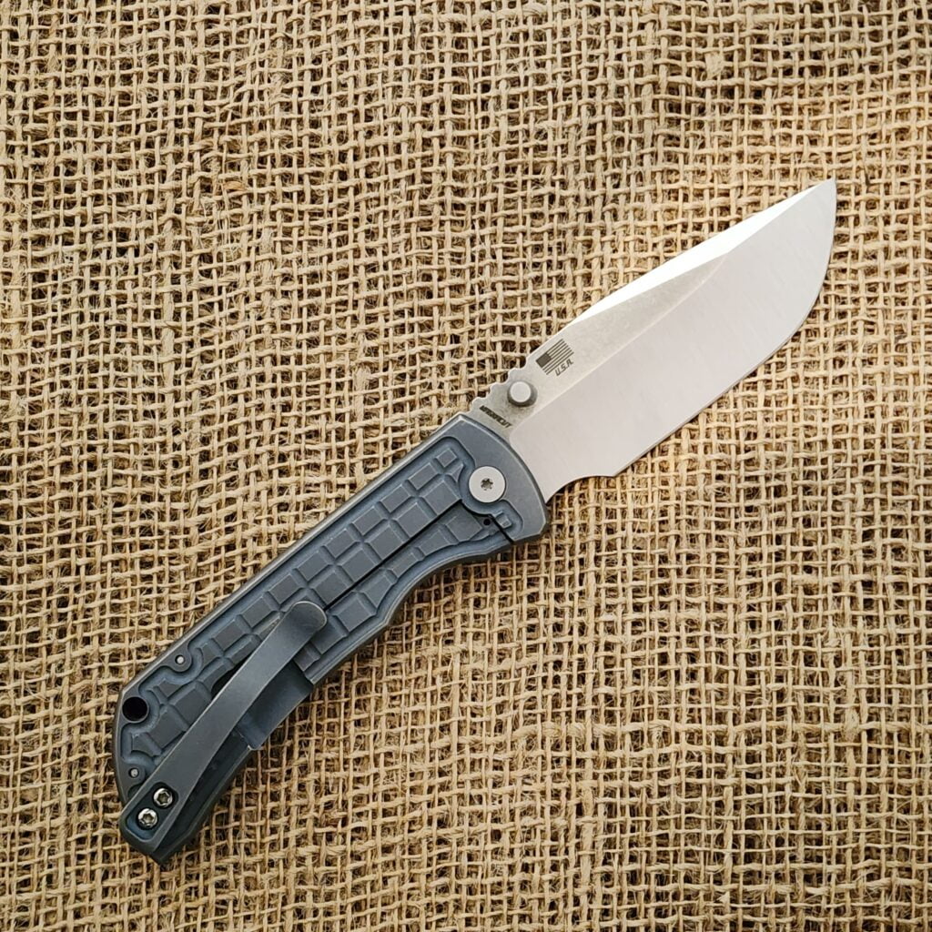 Mcness Mac Custom 3.5" Magnacut. Blue Gray Scales. Geared back Spacer. John Miller BGM Regrind and finger choil added. – gallery image 6