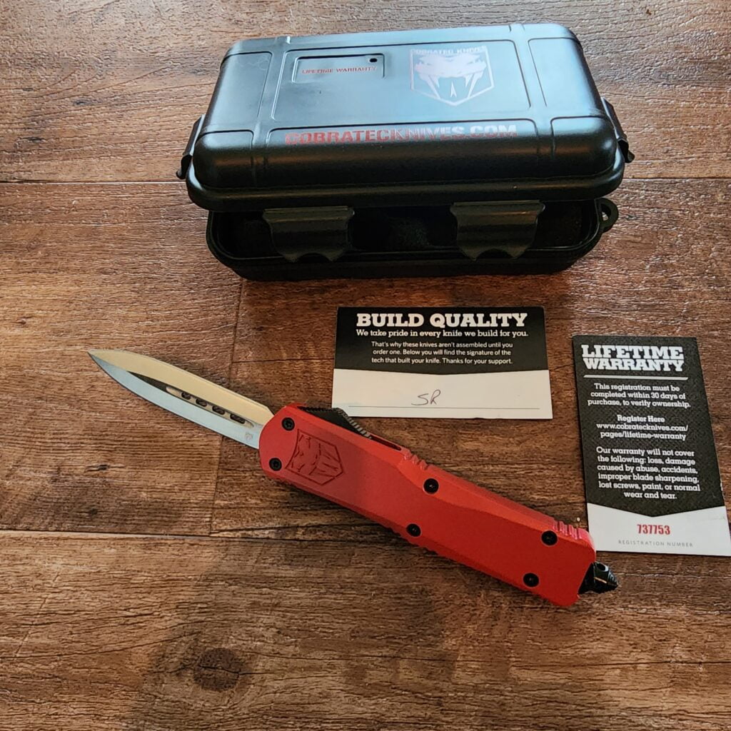 Cobratec Red D2 Large Red FS -3 (light carry marks on pocket clip) – gallery image 4
