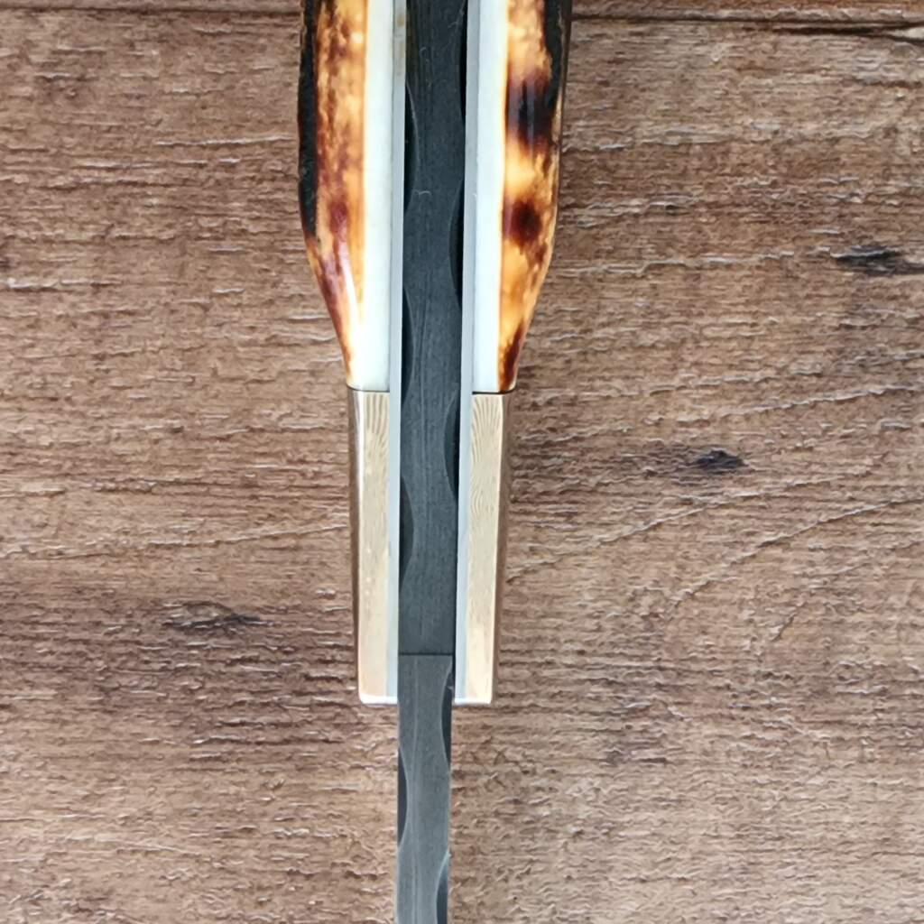 Excelsior Knife Co. Custom Grizzly Adams Burnt Stag Damascus Folder 1 of 1 Chuck Hawes Exclusive – gallery image 8
