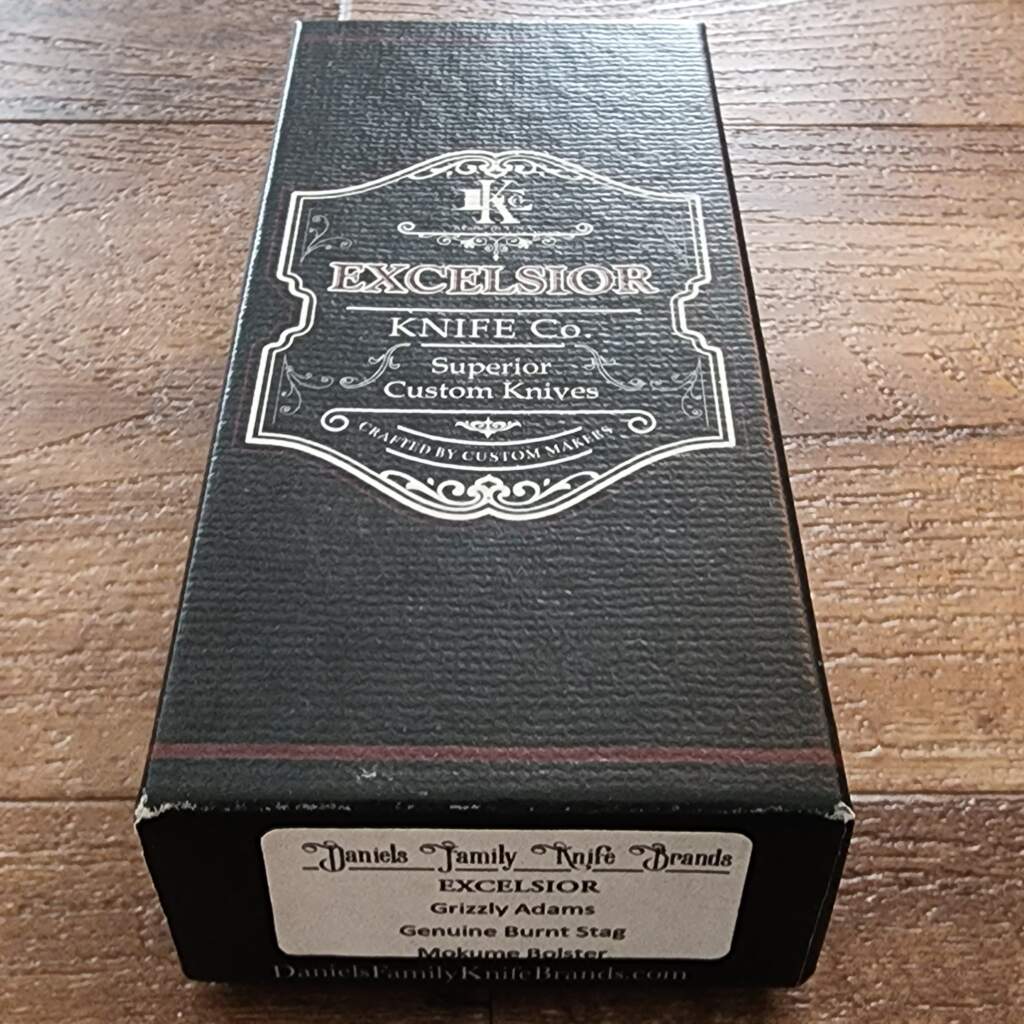 Excelsior Knife Co. Custom Grizzly Adams Burnt Stag Damascus Folder 1 of 1 Chuck Hawes Exclusive – gallery image 7
