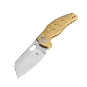 Kizer C01C 3V Blade Button Lock Brass Handle V4488BC2 knives for sale