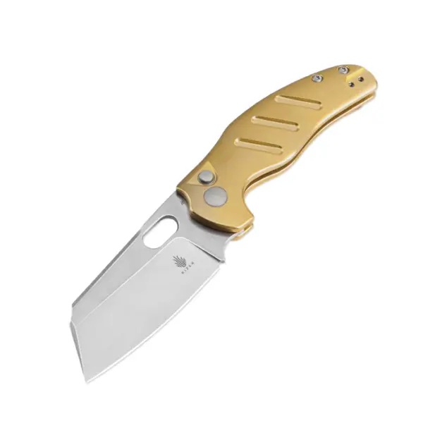 Kizer C01C 3V Blade Button Lock Brass Handle V4488BC2 – gallery image 1