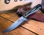 Smith & Sons SPUR Fixed Blade in OD Green/Black G10 with Leather Sheath knives for sale