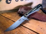 Smith & Sons SPUR Fixed Blade in OD Green/Black G10 with Leather Sheath knives for sale