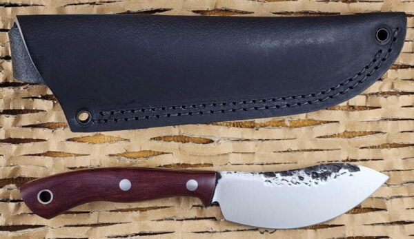 Lon Humphry Nessmuk Black Tail in Plum Micarta with Forged 52100 Steel knives for sale