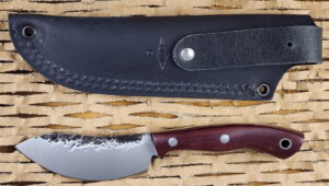 Lon Humphry Nessmuk Black Tail in Plum Micarta with Forged 52100 Steel knives for sale