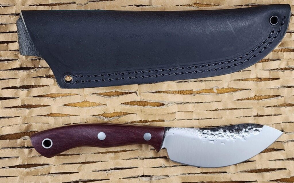 Lon Humphry Nessmuk Black Tail in Plum Micarta with Forged 52100 Steel knife for sale