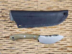 Lon Humphry Nessmuk Black Tail in Green Micarta with Forged 52100 Steel knives for sale
