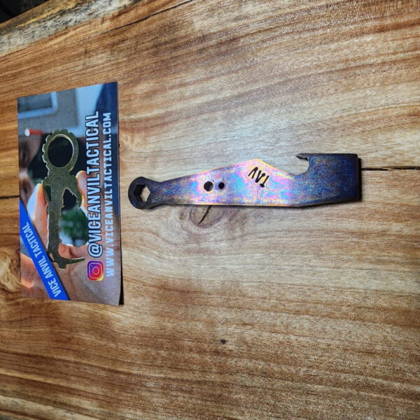 Titanium Mini Pry Bar with Beautiful Heat Treat Patina knives for sale