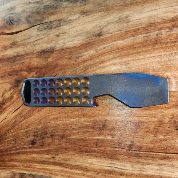 Titanium Mini Pry Bar with Beautiful Heat Treat Patina knives for sale