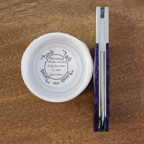 Daniels Family Knife Brands TSAK Exclusive Old Man Norman in Purple Box Elder knives for sale
