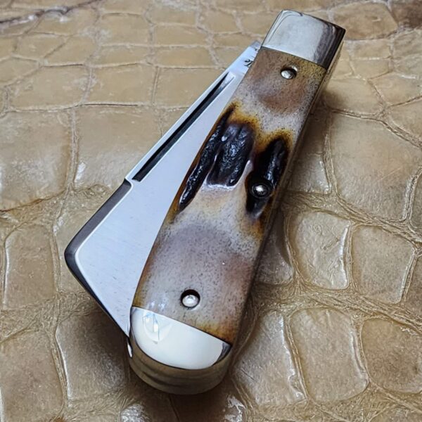 Titusville Big Easy Cotton Sampler Genuine India Amber Stag w/Long Pull 1095 High Carbon 1 of 60 knives for sale
