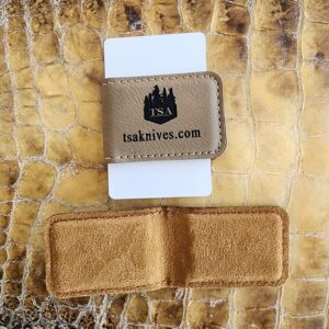 Leather Money Clip W/ TSA Logo and Magnetic Closure knives for sale