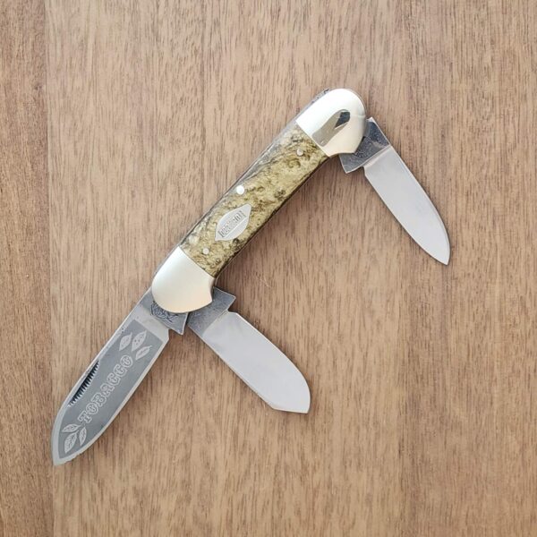 Bulldog Brand 1986 3 Blade Canoe Tobacco Leaf Folder Solingen Germany – gallery image 1