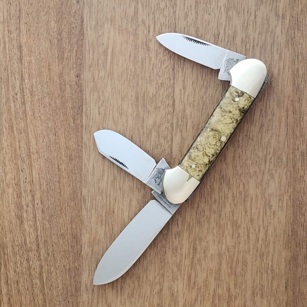 Bulldog Brand 1986 3 Blade Canoe Tobacco Leaf Folder Solingen Germany – gallery image 2