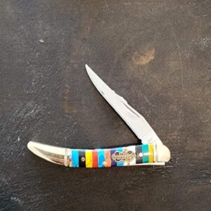 Frost Cutlery Tiny Toothpick Blue Jigged Bone With Dog Head Inlay knives for sale