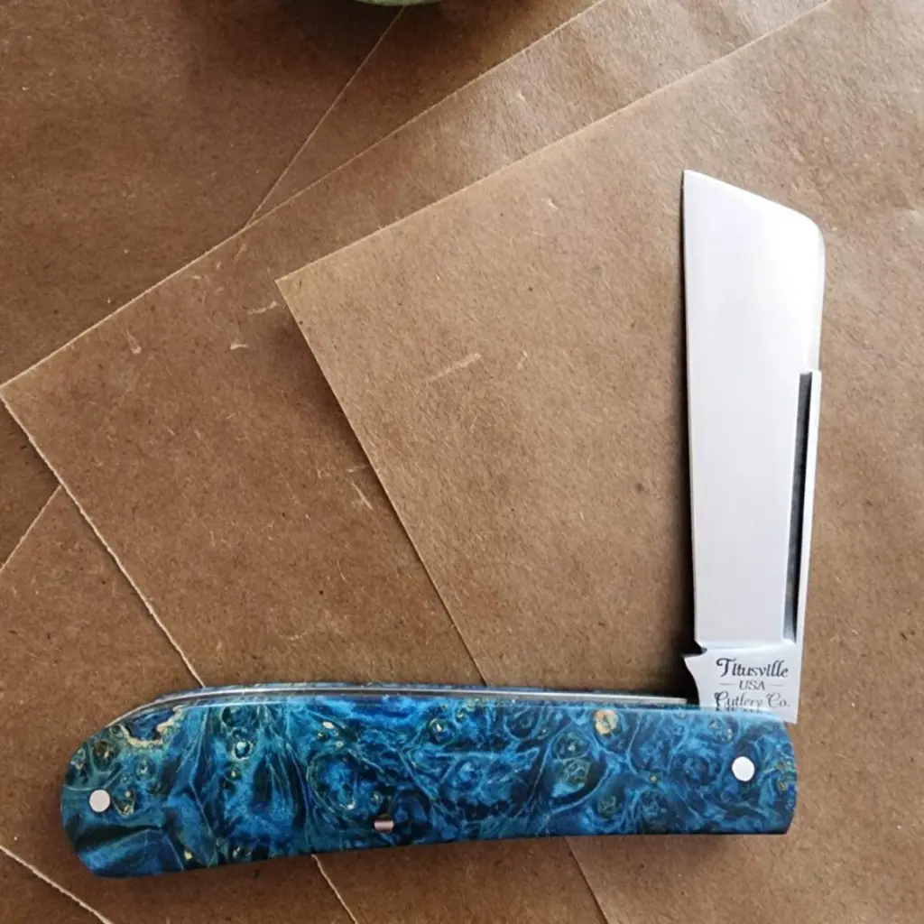 Titusville Big Easy Cotton Sampler Blue Boxelder Shadow Pattern 1095 Carbon W/ Long Pull 1 of 15 knife for sale