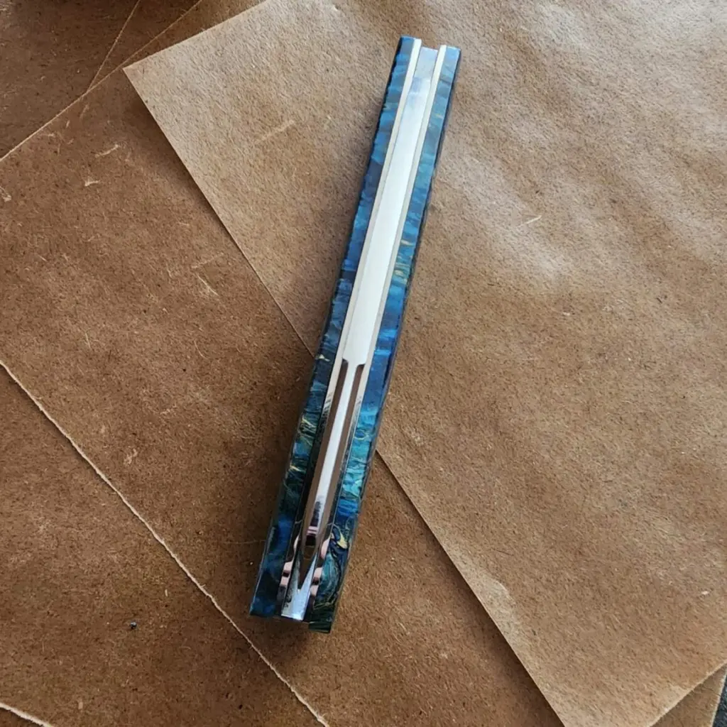 Titusville Big Easy Cotton Sampler Blue Boxelder Shadow Pattern 1095 Carbon W/ Long Pull 1 of 15 knife for sale