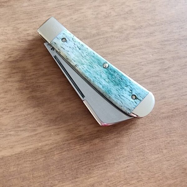 Titusville TSA Exclusive Mermaid Blue Giraffe Bone Big Easy Cotton Sampler 1095 Carbon W/ Long Pull 1 of 6 knives for sale