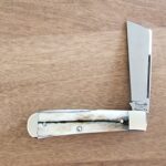 Titusville TSA Exclusive Brown Sugar Giraffe Bone Big Easy Cotton Sampler 1095 Carbon W/ Long Pull 1 of 6 knives for sale