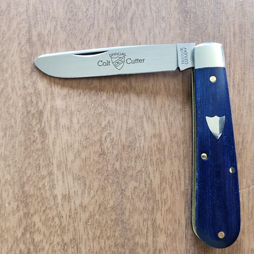 Great Eastern Cutlery #394124 Blue Linen Micarta PROTOTYPE – gallery image 4