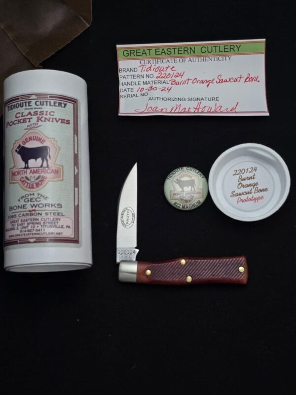 Great Eastern Cutlery #220124 Burnt Orange Sawcut Bone PROTOTYPE – gallery image 1
