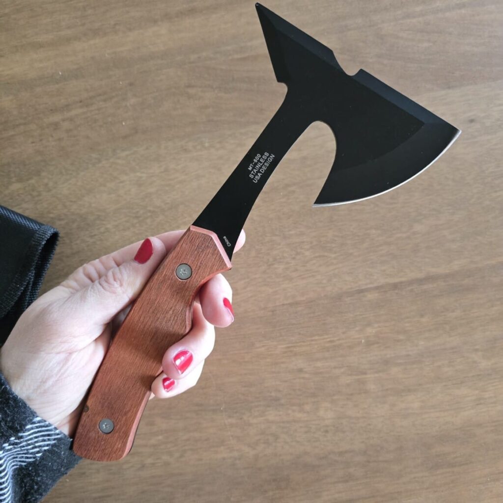 MTECH USA MT-600 Series Axe, Black Blade, Pakkawood Handle, 9 Inches Overall – gallery image 2