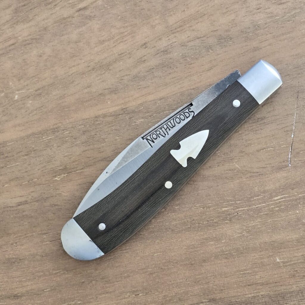 Northwoods by Great Eastern Cutlery Hawthorn Jack OD Green Linen Micarta NW14DJ002 (please note aged patina) – gallery image 2