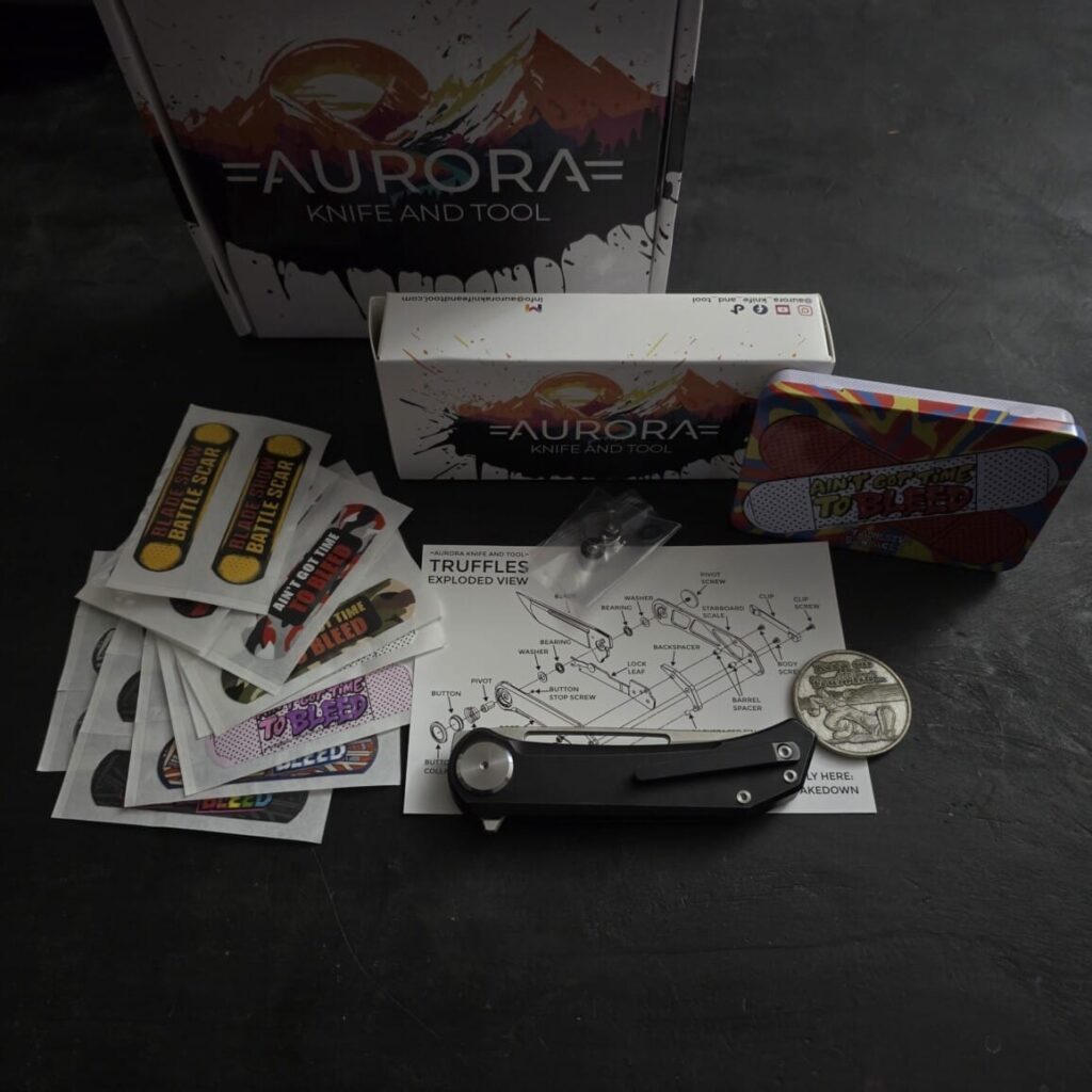 Aurora Knife and Tool, New for 2024 Dark Truffles in S35VN + Blackwashed Titanium – gallery image 6