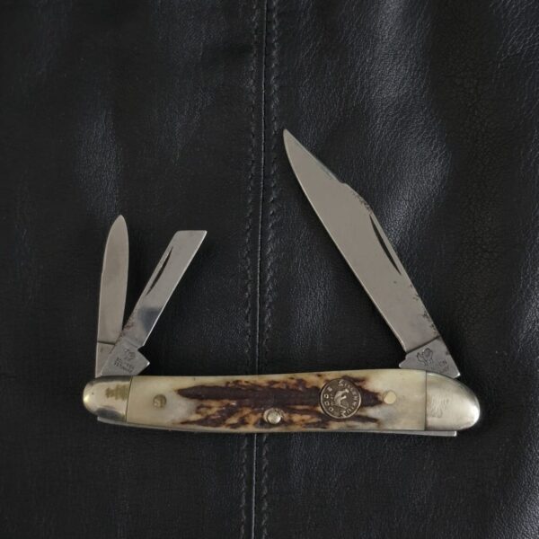 Vintage German Folding Knife Hen & Rooster/ Bertram 323C-DS Stag – gallery image 1