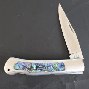 Kissing Crane Genuine Abalone and Stainless Pocket Knife knives for sale