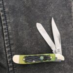 Bertram German 2 Blade Slip joint in Green Jigged Bone knives for sale