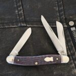 Vintage Schrade Walden NY USA 825 SS Brown Jigged USED knives for sale