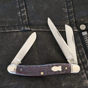 Vintage Schrade Walden NY USA 825 SS Brown Jigged USED knives for sale