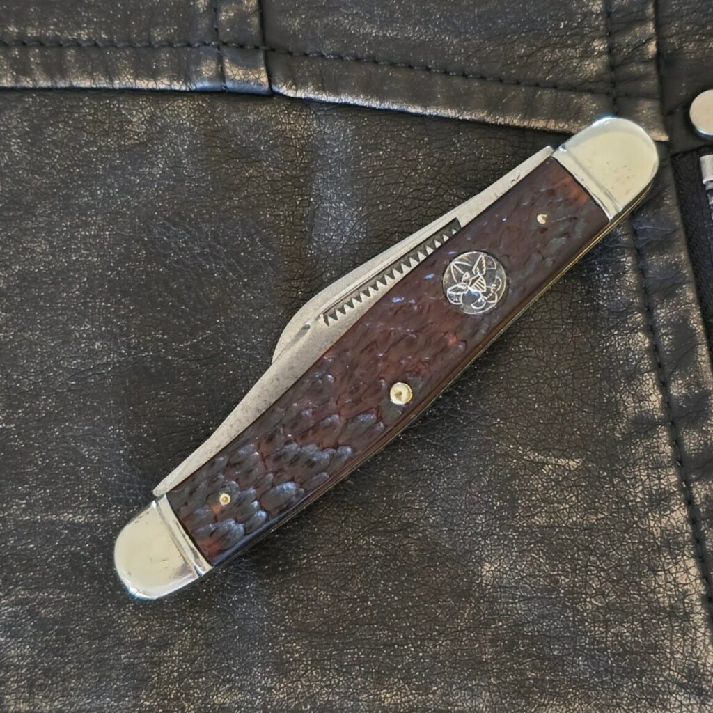 Vintage Boker USA Boy scout Stockman in Brown Jigged Bone USED – gallery image 4