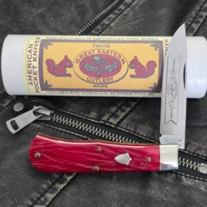 Great Eastern Cutlery #735108 Horse Cut Ruby Red Bone knives for sale