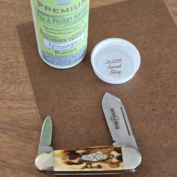 Great Eastern Cutlery #262209 Burnt Stag note age patina and engraved Blade seen on pictures – gallery image 1