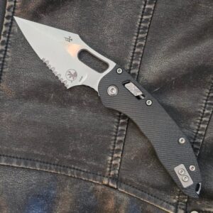 Microtech Stitch RAM-LOCK S/E in Fluted G-10. Stone Washed, Partial Serrated 169RL-11 FLGTBK