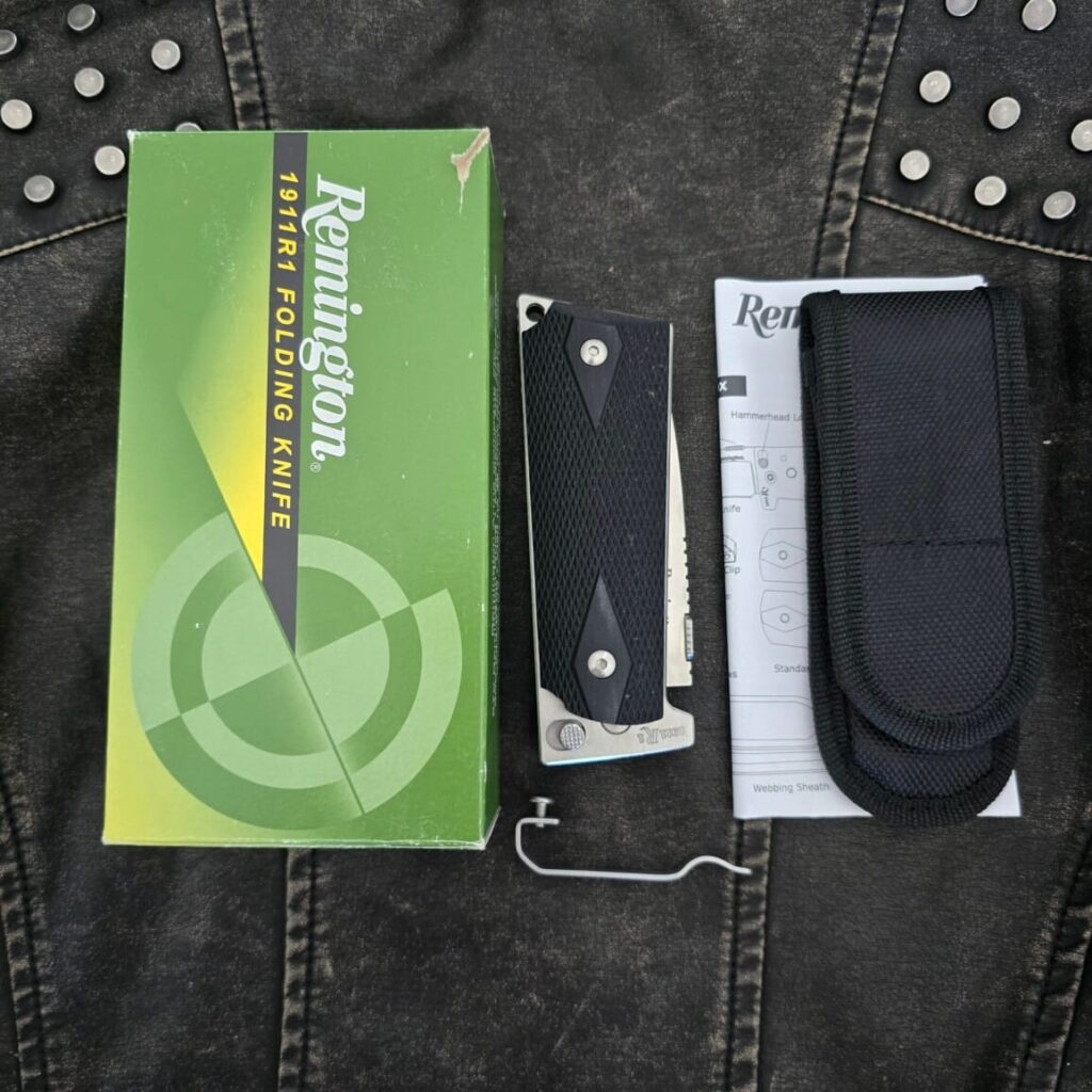 Remington 1911R1 Standard Folding Knife Satin Polished 440C Blade and Black G10 Grips knife for sale