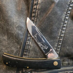 QUEEN CUTLERY CO USA 1978 COUNTRY PLOWBOY JUMBO BLACK SIDBUSTER KNIFE