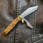 Trestle Pine Knives Black/Gold Boxelder Burl Topper