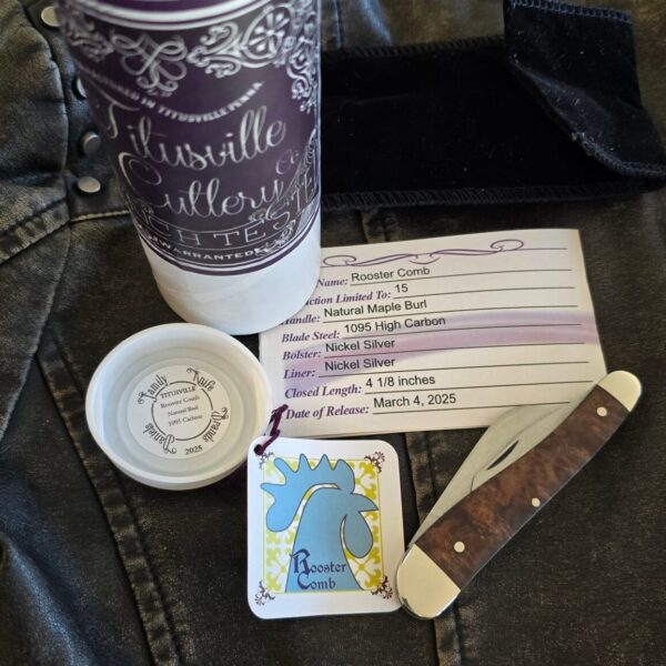 Titusville Cutlery Rooster Comb Natural Burl by Daniels 03/2025 (1 of 15)