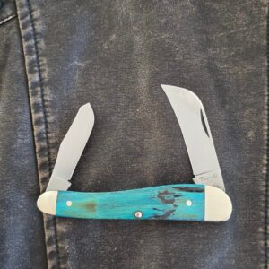 Titusville Cutlery Rooster Comb Teal Lightning Wood by Daniels 03/2025 (1 of 15)