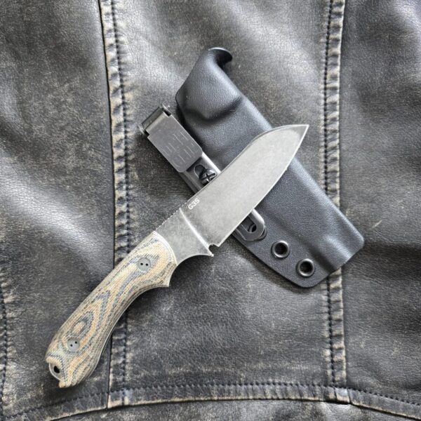 Bradford Guardian 3 Cru-Wear 3D Camo Micarta Sheepsfoot Nimbus Finish w/ Leather and Kydex Sheath – gallery image 1