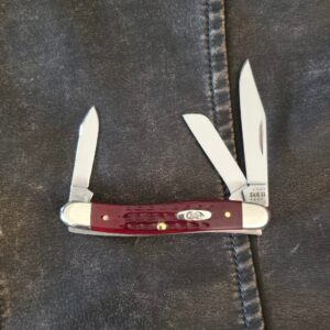 Case XX USA Pocket Worn Old Red Jigged Bone Corn Cob Jig Medium Stockman No 00786